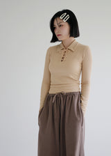 コルセットクロップカラーTシャツ/Corset Crop Collar T-shirt (3color)