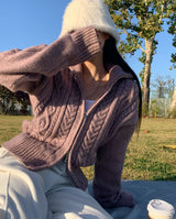 [BELLIDE MADE] Signal two-way twisted knit zip-up