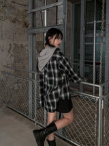 (UNISEX)キッチフードバルーンチェックシャツ
