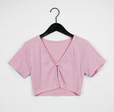 ワンボタンショートスリーブTシャツ/One Button Short Sleeve T-shirt (5color)