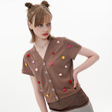 Flower Cardigan [Brown] (6593115258998)