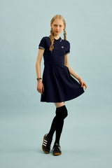 スモールチェリーフレアーピケドレス／SMALL CHERRY FLARED PIQUE DRESS [NAVY]