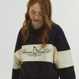COLOR BLOCK COLLAR SWEATSHIRT_NAVY