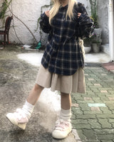 デイリーヴィンテージフード付きチェックシャツ
