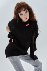 ロゴホールウォーマーニット / logo hole warmer knit_black