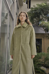 フェイクファーロングコート/FAKE FUR LONG COAT_GREEN TEA