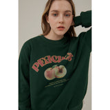 ピーチドローイングスウェットシャツ / PEACHES DRAWING SWEATSHIRT_DEEP GREEN