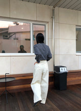フェミニンコットンワイドピンタックパンツ