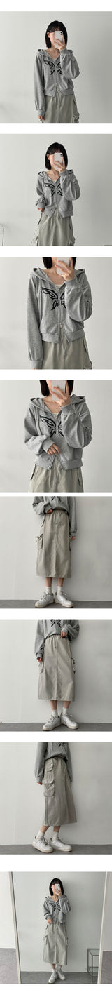 バタフライ2wayフードジップアップ / Butterfly Two Way Hooded Zip-Up
