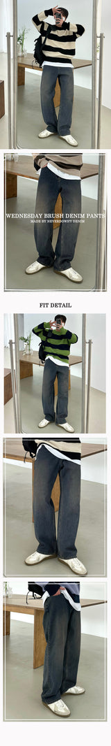 ウェンズデーブラッシュワイドデニムパンツ/WEDNESDAY BRUSH WIDE DENIM PANTS