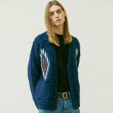 CHIMAYO PATTERN BRUSHED CARDIGAN NAVY