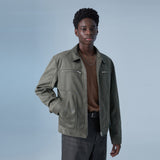 Solid Suede Zipper Jacket (Khaki)