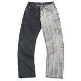 half&half brush wide denim pants (washed black) (6694371491958)