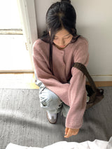 シャボットコージーアルパカラウンドニットカーディガン