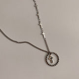 コインブラッククロス2ウェイネックレス/ky Coin Black Cross Two Way Necklace