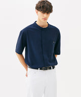 ONE POCKET MINIMAL COLLAR OVERFIT SHIRT (NAVY) (6585497256054)