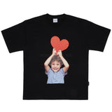 ベイビーフェイスハートボーイショートスリーブTシャツ ブラック