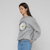 [UNISEX] Daisy Flower Circle Logo White Clip Sweatshirt (6688286605430)