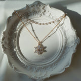 Daisy Pearl Choker Layered Necklace - Gold