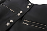 フェイクレザークロップドジャケット/Faux-Leather Cropped Jacket _ Black