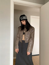 レザージップアップジャケット