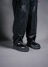 Four-eye carbon peached Pants