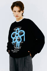 チケットマシンフラワータイポスウェットシャツ/THICKET MACHINE FLOWER SWEATSHIRT-BLACK
