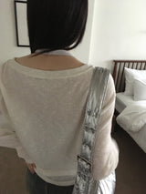 Koga see-through printed boat neck knit t-shirt