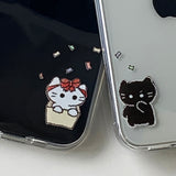 Black - Surprise Somecat Couple Phone Case