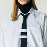 DOUBLE HOLDER STRAP STRIPE SHIRT SKY BLUE