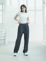 ワンタックリネンバンディングパンツ / W1015 ONE TUCK LINEN BANDING PANTS_DEEP BLUE