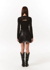 lace bolero hook top - black