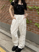 ステッチワイドコットンカーゴパンツ / Stitch Wide Cotton Cargo Pants