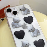 ハートキャットフォンケース / Heart cat phone case White