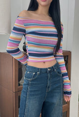 レインボーストライプトップ / rainbow stripe top