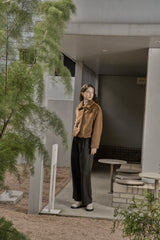 フェイクファーショートコート/FAKE FUR SHORT COAT_BROWN