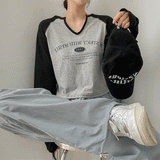 Wish Color Raglan V-neck Long Sleeve Tee