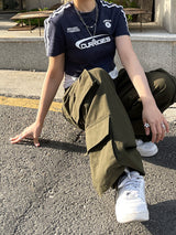 Y2k スポーティーレーシングクロップTシャツ