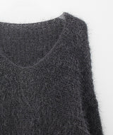 チャコールププVネックニット/Charcoal Pupu V-neck Knit