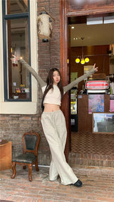 ナグランクロップドロングスリーブTシャツ/ Nagrang cropped long sleeve tee