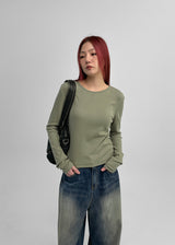 [MADE] Ameln Round Ribbed Long Sleeve T-Shirt