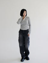 セニティーカーゴパンツ / no.5184 Senity Cargo Pants - Black denim