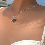 グラスハートネックレス/GLASS HEART NECKLACE(BLUE)
