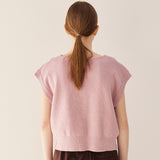 クランブルVネックベスト/Crumble v-neck vest_pink lavender