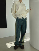 ストレートウォッシュドデニムパンツ/no.5187 Straight Washed Denim Pants (2color)