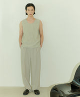 UNISEX PINTUCK STITCH WIDE PANTS M - LIGHT BEIGE (6689417560182)