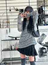 ボカシウェーブルーズニット/Bokashi weave loose knit