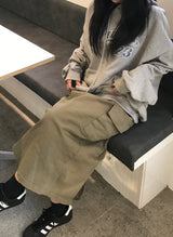 Daily slit cargo bendable long skirt
