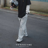 オーロラグレーデコレーションストライプパンツ / URBANISME by MOBLAB Aurora Gray Decorated Stripe Pants / water-repellent fabric