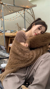 アンゴラカーディガン / brown angora cardigan